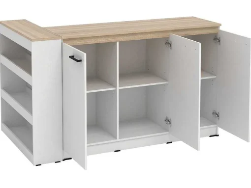 Set Keukeneiland + 2 Krukken - Wit En Licht Naturel - Nusice