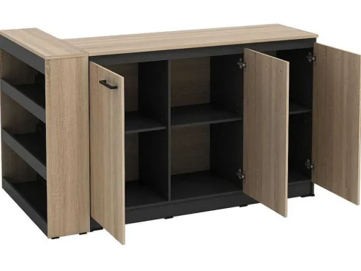Set Keukeneiland + 2 Krukken - Zwart En Licht Naturel - Nusice