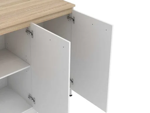 Set Keukeneiland + 2 Krukken - Wit En Licht Naturel - Nusice