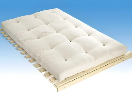 Set Lattenbodem + Futon 160 X 200 Cm - 100% Katoen - Shiva Van Dreamea - Ecru