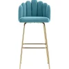 Set Van 2 Barkrukken - Fluweel En Metaal - Blauw