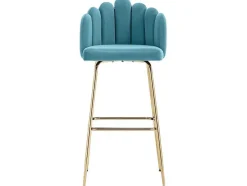 Set Van 2 Barkrukken - Fluweel En Metaal - Blauw