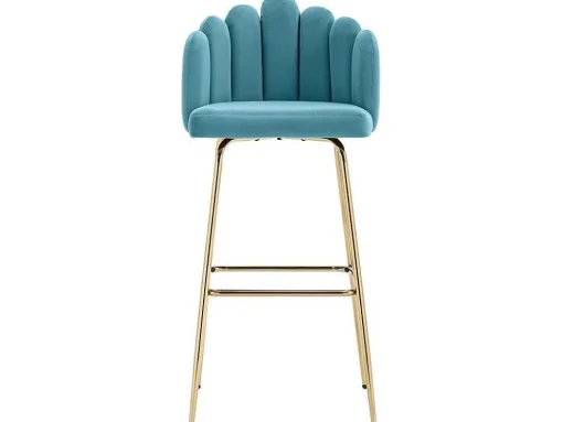 Set Van 2 Barkrukken - Fluweel En Metaal - Blauw