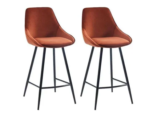 Set Van 2 Barkrukken - Fluweel - Terracotta - Masurie
