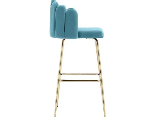 Set Van 2 Barkrukken - Fluweel En Metaal - Blauw