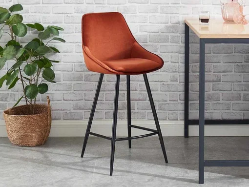Set Van 2 Barkrukken - Fluweel - Terracotta - Masurie