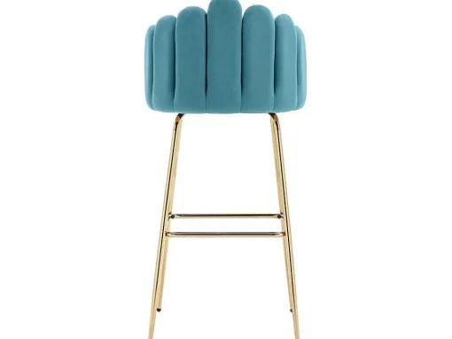 Set Van 2 Barkrukken - Fluweel En Metaal - Blauw