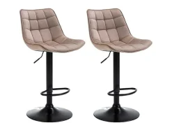 Set Van 2 Barkrukken Lima Ii - Fluweel & Metaal - Beige