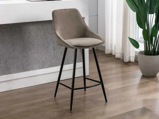 Set Van 2 Barkrukken Masurie - Fluweel - Taupe