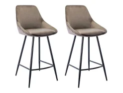 Set Van 2 Barkrukken Masurie - Fluweel - Taupe