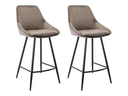 Set Van 2 Barkrukken Masurie - Fluweel - Taupe