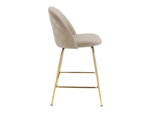 Set Van 2 Barkrukken Melbourne - Fluweel En Goudkleurig Metaal - Beige