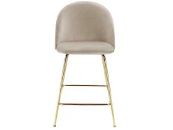 Set Van 2 Barkrukken Melbourne - Fluweel En Goudkleurig Metaal - Beige