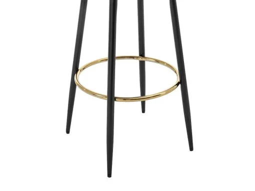 Set Van 2 Barkrukken Van Bouclestof En Zwart Staal - Wit En Goudkleurig - Belinio I