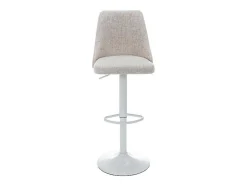 Set Van 2 Barkrukken Van Stof En Wit Metaal - Beige - Kiyola