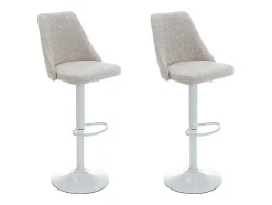 Set Van 2 Barkrukken Van Stof En Wit Metaal - Beige - Kiyola