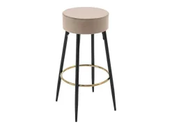 Set Van 2 Barkrukken Van Velours En Zwart Staal - Beige En Goudkleurig - Belinio I