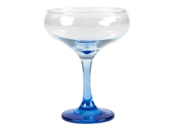Set Van 6 Blauwe Cocktailglazen Op Voet 32 Cl - D. 6.5 X H. 20 Cm - Coraly