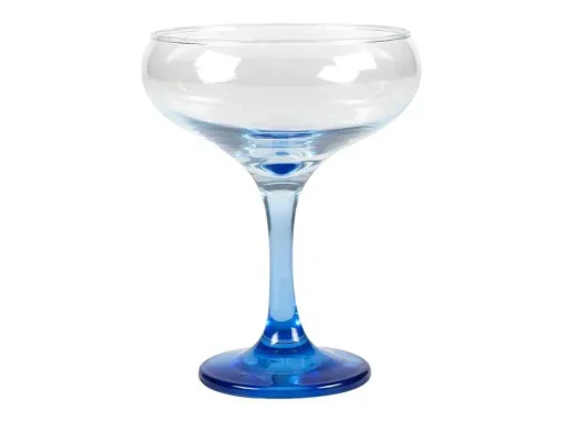 Set Van 6 Blauwe Cocktailglazen Op Voet 32 Cl - D. 6.5 X H. 20 Cm - Coraly