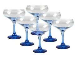 Set Van 6 Blauwe Cocktailglazen Op Voet 32 Cl - D. 6.5 X H. 20 Cm - Coraly