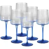 Set Van 6 Blauwe Wijnglazen Op Voet 27 Cl - D. 9.5 X H. 13 Cm - Coraly