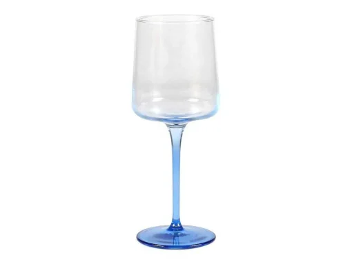 Set Van 6 Blauwe Wijnglazen Op Voet 27 Cl - D. 9.5 X H. 13 Cm - Coraly