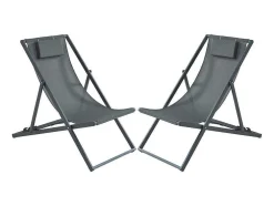 Set Van 2 Chileense Ligstoelen Van Aluminium - Antraciet - Anilio Van Mylia