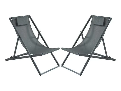 Set Van 2 Chileense Ligstoelen Van Aluminium - Antraciet - Anilio Van Mylia