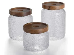 Set Van 3 Conservepotten Voor Voedingswaren - 3 Afmetingen - Glas - Transparant - Festini