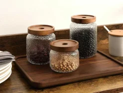 Set Van 3 Conservepotten Voor Voedingswaren - 3 Afmetingen - Glas - Transparant - Festini