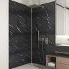 Set Van 2 Douchewandpanelen Met Marmereffect Van Aluminium Met Profielen - 2 X L90 X H210 Cm Eneko