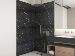 Set Van 2 Douchewandpanelen Met Marmereffect Van Aluminium Met Profielen - 2 X L90 X H210 Cm Eneko