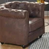 Set Van 2 Fauteuils Chesterfield Van Microvezel Met Vintage Look