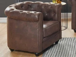 Set Van 2 Fauteuils Chesterfield Van Microvezel Met Vintage Look