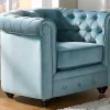 Set Van 2 Fauteuils Chesterfield - Fluweel - Pastel Blauw