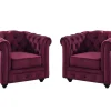 Set Van 2 Fauteuils Chesterfield - Fluweel Paars