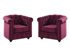 Set Van 2 Fauteuils Chesterfield - Fluweel Paars