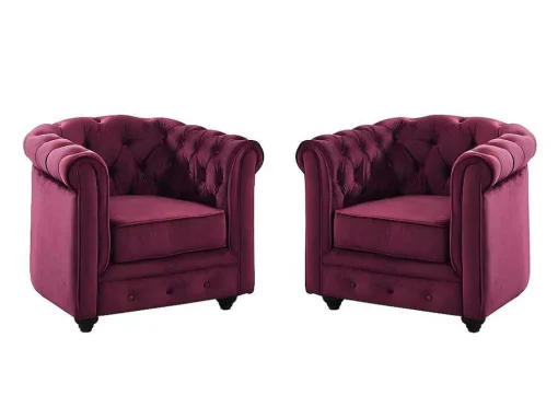 Set Van 2 Fauteuils Chesterfield - Fluweel Paars