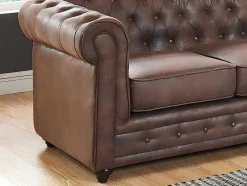 Set Van 2 Fauteuils Chesterfield Van Microvezel Met Vintage Look
