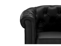 Set Van 2 Fauteuils Chesterfield Van Kunstleer - Zwart
