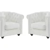 Set Van 2 Fauteuils Van Buffelleer Chesterfield - Wit