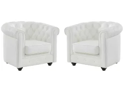 Set Van 2 Fauteuils Van Buffelleer Chesterfield - Wit