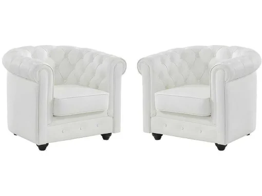 Set Van 2 Fauteuils Van Buffelleer Chesterfield - Wit