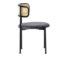 Set Van 2 Fluwelen En Rotan Stoelen - Metalen Poten - Grijs