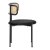Set Van 2 Fluwelen En Rotan Stoelen - Metalen Poten - Zwart