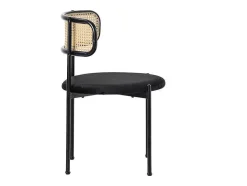Set Van 2 Fluwelen En Rotan Stoelen - Metalen Poten - Zwart