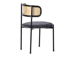 Set Van 2 Fluwelen En Rotan Stoelen - Metalen Poten - Grijs