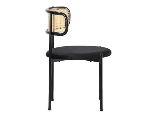 Set Van 2 Fluwelen En Rotan Stoelen - Metalen Poten - Zwart