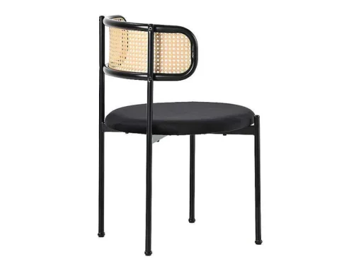 Set Van 2 Fluwelen En Rotan Stoelen - Metalen Poten - Zwart