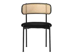 Set Van 2 Fluwelen En Rotan Stoelen - Metalen Poten - Zwart